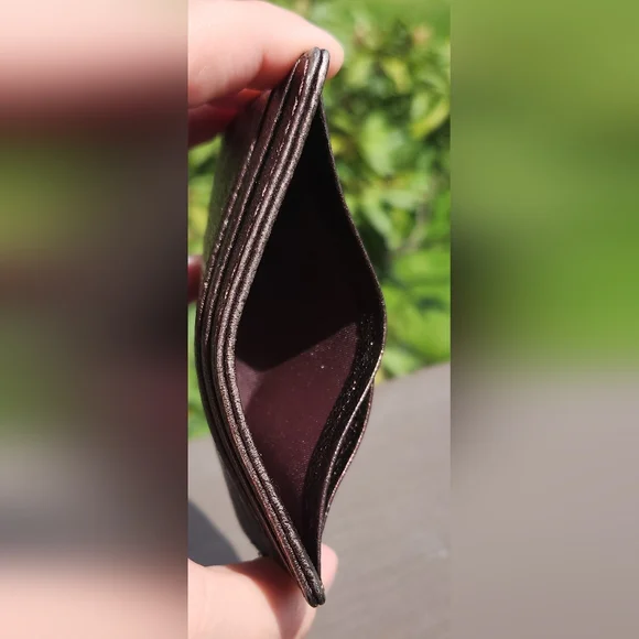 Tory Burch Metallic Brown Card Holder W/ Gold Emblem - Picture 4 of 8